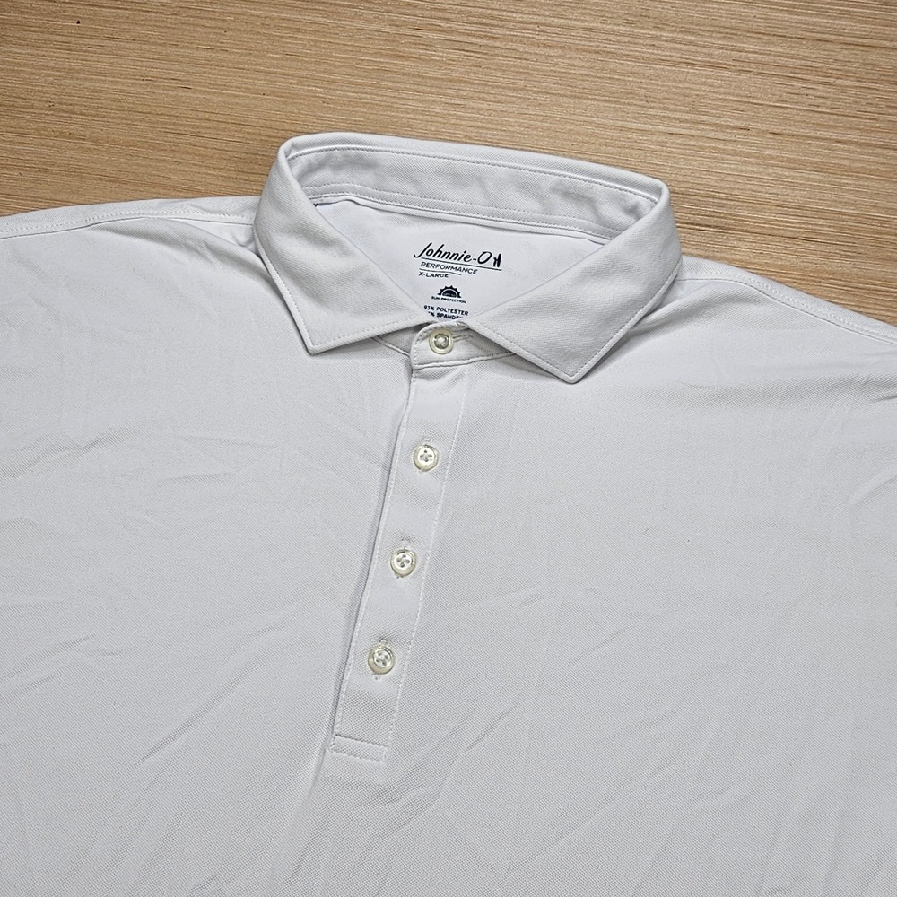 Johnnie-O Clegg Performance Polo Men XL White Mesh Golf Shirt JMPO102010